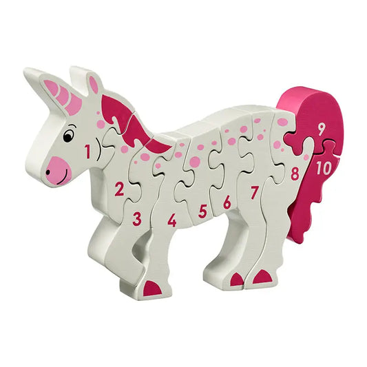 Unicorn 1-10 Puzzle - Handmade Fair Trade Wooden Kids Toy